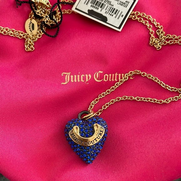 Juicy Couture Jewelry - NWT Juicy Couture Midnight Blue Pave Heart Necklace Vintage